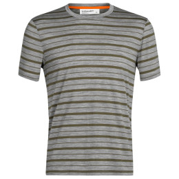 Maglietta da uomo Icebreaker Mens Wave SS Tee Stripe grigio Metro Heather/Loden