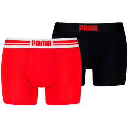 Boxer da uomo Puma Everyday Placed Logo Boxer 2P nero/rosso Red / Black