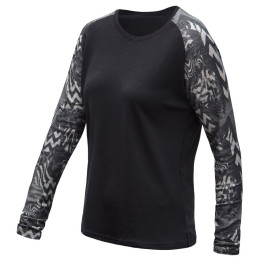 Dámské funkční triko s dlouhým rukávem Sensor Merino Blend Impress nero/grigio černá/zebra