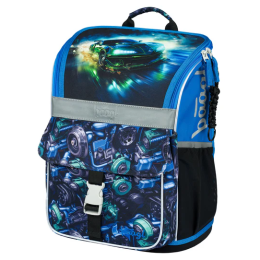 Zaino per la scuola elementare Baagl Zippy blu/nero Závodní auto