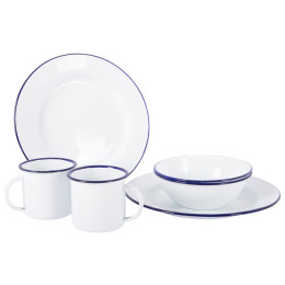 Set di stoviglie Bo-Camp Tableware enamel 6 pcs bianco/blu Blue