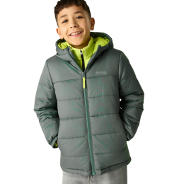 Giacca invernale per bambini Regatta Junior Hooded Marizion Dark Forrest Green khaki Dark Forrest (Wild Lime)