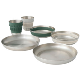 Set di stoviglie Sea to Summit Detour Stainless Steel Collapsible Dinnerware Set 6 Piece argento/verde