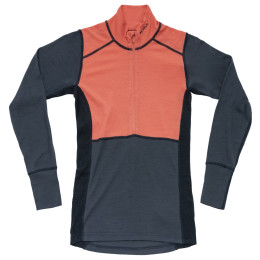 Maglietta sportiva da donna Devold Lauparen Merino 190 Zip Neck Wmn blu/arancio CORAL/NIGHT/INK