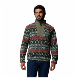 Felpa da uomo Columbia Sequoia Grove™ Ii Fz Printed Fleece verde scuro Greenscape Wizard Island