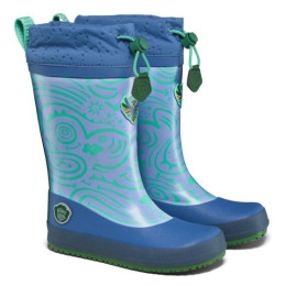 Stivali da pioggia per bambini Affenzahn Rainboot Vegan Puddly Bird of Paradise blu/arancio Bird of Paradise