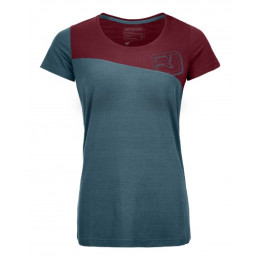 Intimo termico da donna Ortovox 150 Cool Logo T-Shirt blu/rosso MidAqua