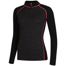 Maglietta sportiva da donna Zulu Merino 240 Zip Long nero/rosa Black/Pink