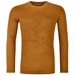 Maglietta da uomo Ortovox 185 Merino Tangram Ls M arancione sly fox