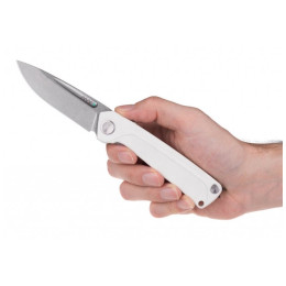 Coltello chiudubile Acta non verba Z200 Stonewash/Plain Edge, G10 bianco White