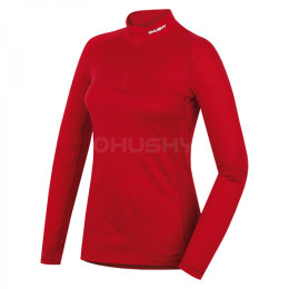 Maglietta sportiva da donna Husky Merino zip, dl.rukáv rosso