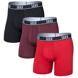Boxer da uomo Saxx Essential Perform Mesh Boxer Brf Fly 3Pk rosso classic red/maroon/black