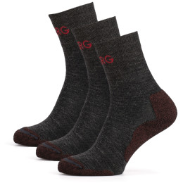 Calzini da donna Warg Trek Merino 3-pack grigio/rosso