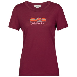 Maglietta da donna Icebreaker Tech Lite II SS Tee Mountain Geology rosso cherry