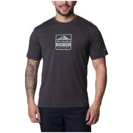 Maglietta da uomo Columbia Tech Trail™ Front Graphic SS Tee grigio scuro Black Hthr, Tested Tough PDX Graphic