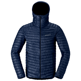 Piumino da uomo Norrona trollveggen down800 super light Hood blu scuro Indigo Night