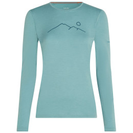 Maglietta sportiva da donna Icebreaker Women Merino 200 Oasis LS Crewe Rainer Ridge azzurro Hydro