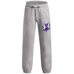 Pantaloni da bambino Under Armour UA B Rival FLC Graphics Jgr Mod Gray Light Heather grigio/bianco Mod Gray Light Heather / / White