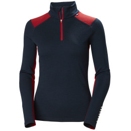 Maglietta sportiva da donna Helly Hansen W Lifa Merino Midweight 1/2 Zip blu Navy