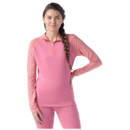 Maglietta sportiva da donna Smartwool W Classic Thermal Merino Bl 1/4 Zip B rosa/porpora garden pink digi snow