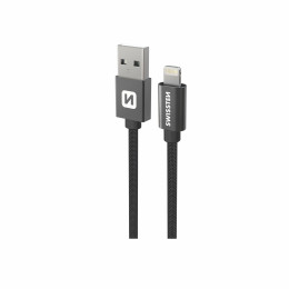 Cavo di ricarica e trasmissione Swissten Textile USB / Lightning 1,2 m nero černá