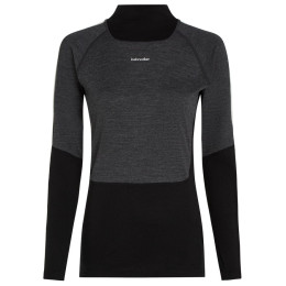 Maglietta sportiva da donna Icebreaker Women Mer 200 Oasis+ LS High Neck nero/grigio Blk/Jtht/Und/Cb
