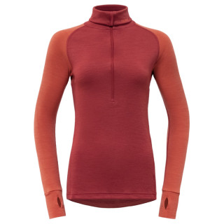 Maglione con collo alto da donna Devold Expedition Woman Zip Neck arancione Beauty/Coral