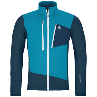 Felpa da uomo Ortovox Fleece Grid Jacket M azzurro Mountain Blue