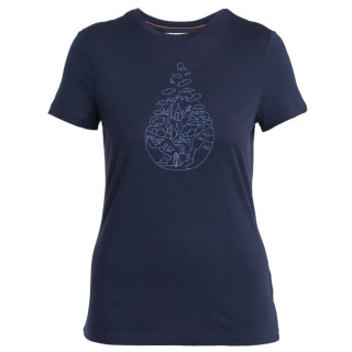 Maglietta sportiva da donna Icebreaker Women Merino 150 Tech Lite III SS Tee Hike Path blu scuro Midnight Navy