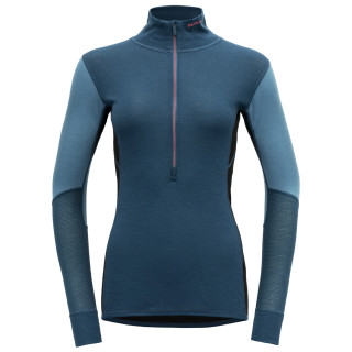 Maglione con collo alto da donna Devold Wool Mesh Woman Half Zip Neck blu scuro Flood