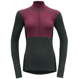 Maglietta sportiva da donna Devold Lauparen Merino 190 Zip Neck Wmn nero/rosso Beetroot/Woods/Ink