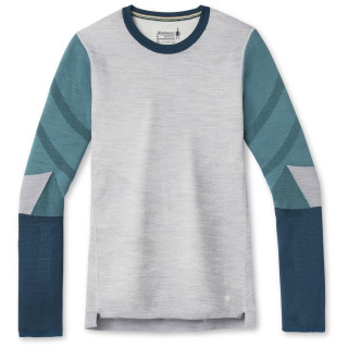 Maglietta sportiva da donna Smartwool W Intraknit Merino 200 Colorblock Crew grigio/verde LightGrayHeather