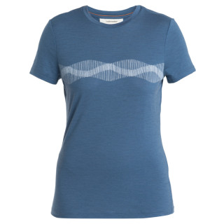 Maglietta sportiva da donna Icebreaker Women Merino 150 Tech Lite III SS Tee Mountain Lines blu Dawn