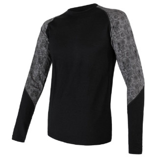 Maglietta funzionale da uomo Sensor Merino Impress dl.r. nero/grigio Blk/Skulls