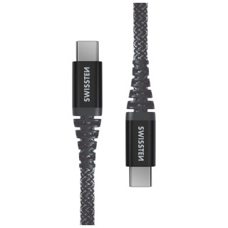 Cavo di ricarica e trasmissione Swissten Kevlar USB-C/USB-C 1,5 m grigio scuro Antracit