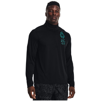 Felpa da uomo Under Armour Destroy All Miles 1/2 Zip nero Black / Cerulean / Cerulean