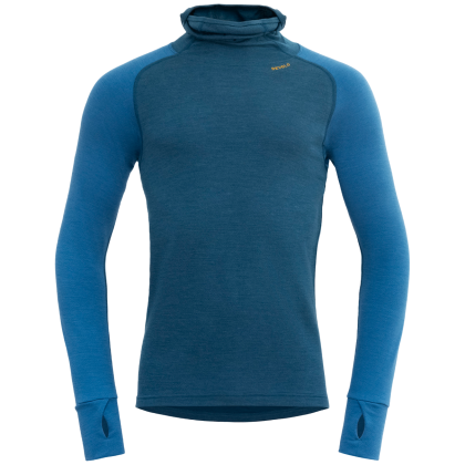 Felpa funzionale da uomo Devold Expedition Merino Silk Hoodie Man blu FLOOD/BLUE