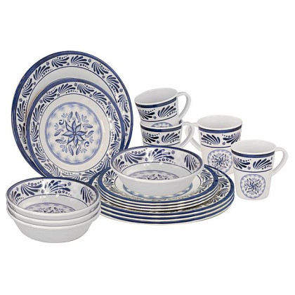 Set di stoviglie Bo-Camp Old Dutch 16 100% Melamine blu/bianco Blue/White