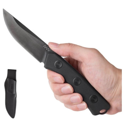 Coltello Acta non verba P200 - Cerakote Black, G10, Leather