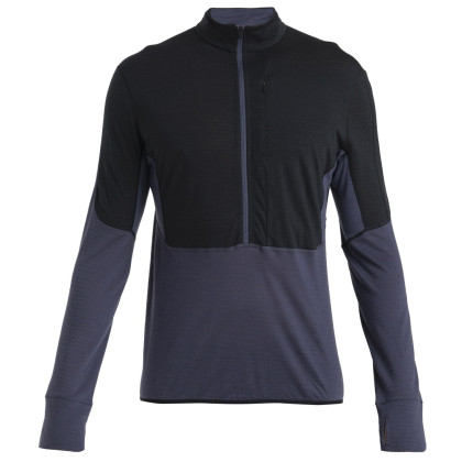 Felpa funzionale da uomo Icebreaker Men Merino 200 Realfleece™ Descender LS Half Zip nero Black/Graphite/Cb