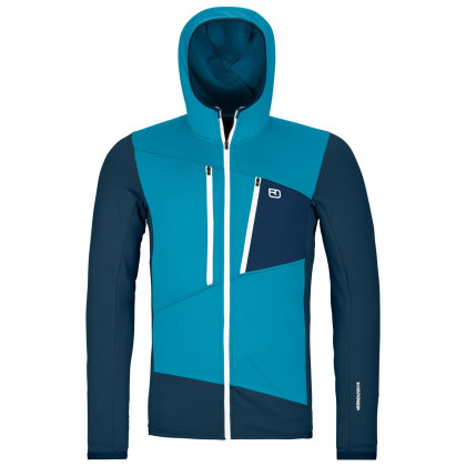 Felpa da uomo Ortovox Fleece Grid Hoody M blu mountain blue