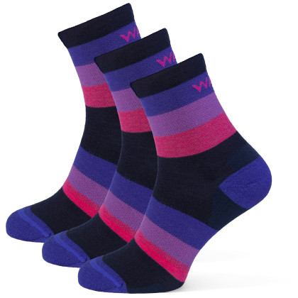 Calze Warg Happy Merino W Mixed Stripes 3 pack blu/viola Navy/Purple