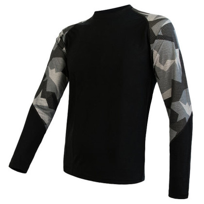 Maglietta funzionale da uomo Sensor Merino Impress dl.r. nero Black/Camo