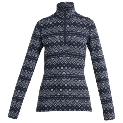 Maglietta sportiva da donna Icebreaker 260 Vertex LS Half Zip First Snow blu scuro Midnight Navy/Snow/J