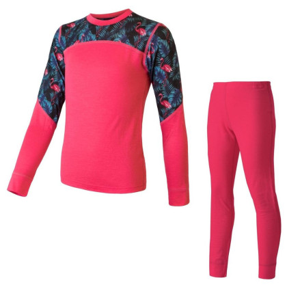 Set sportivo per bambini Sensor Merino Impress Set rosa Magenta/Floral