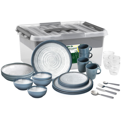 Set di stoviglie Brunner Tuscany All Inclusive VIP bianco/blu