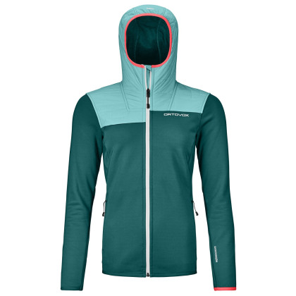 Felpa da donna Ortovox Fleece Plus Hoody W verde pacific green