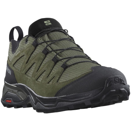 Scarpe da trekking da uomo Salomon X Ward Leather Gore-Tex verde/nero Deep Lichen Green / Black / Olive Night