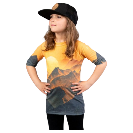 Maglietta sportiva per bambini Drexiss All Sunset Yellow Merino Active giallo/nero