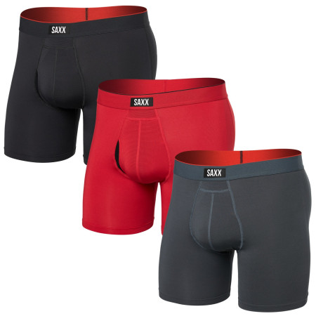 Boxer Saxx Multi-Sport Mesh Boxer Brief Fly 3Pk nero/rosso sunset red/trblnce/fd blk